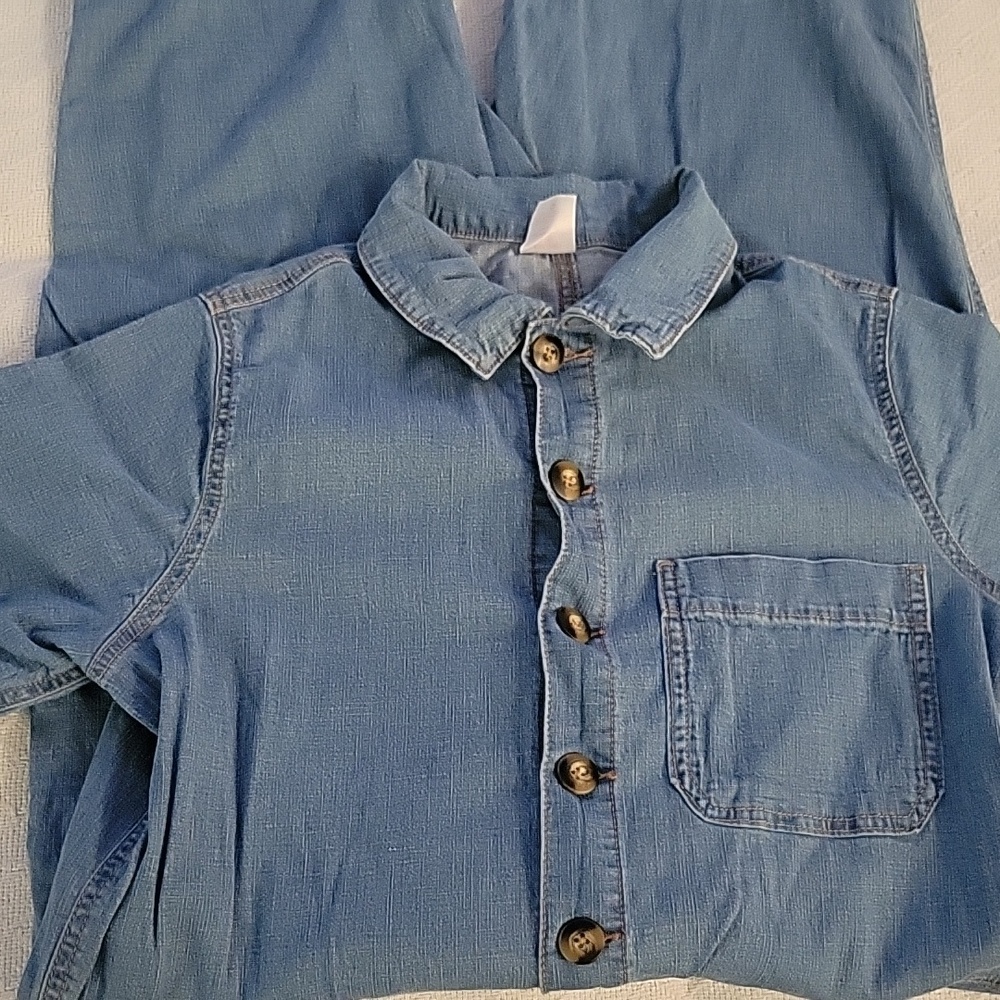 XXL light blue denim boiler/jumper suit.